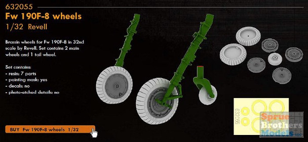 EDU632055 1:32 Eduard Brassin Fw 190F-8 Wheels (REV kit)