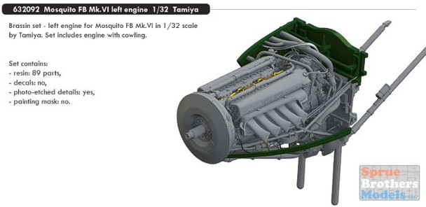 EDU632092 1:32 Eduard Brassin Mosquito FB Mk.VI Left Engine (TAM kit)