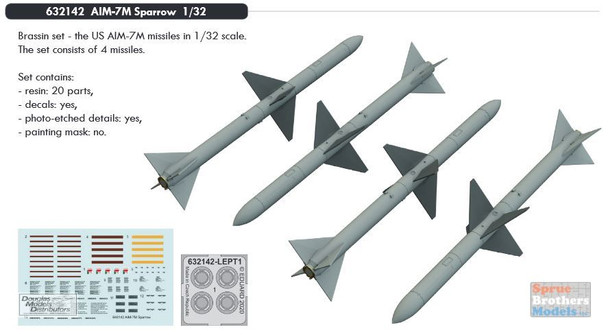 EDU632142 1:32 Eduard Brassin AIM-7M Sparrow Missile Set