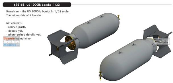 EDU632158 1:32 Eduard Brassin US 1000lb Bomb Set