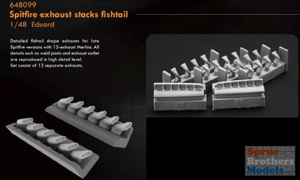 EDU648099 1:48 Eduard Spitfire Exhaust Stacks Fishtail