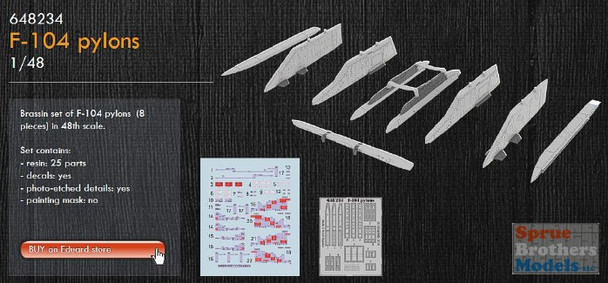 EDU648234 1:48 Eduard F-104 Starfighter Pylons (HAS/EDU kit)