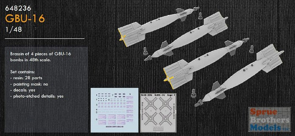 EDU648236 1:48 Eduard Brassin GBU-16 Paveway II Bomb Set