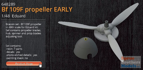 EDU648289 1:48 Eduard Bf 109F Propeller Early (EDU kit)