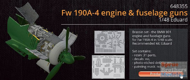 EDU648355 1:48 Eduard Brassin Fw 190A-4 Engine & Fuselage Guns (EDU kit)