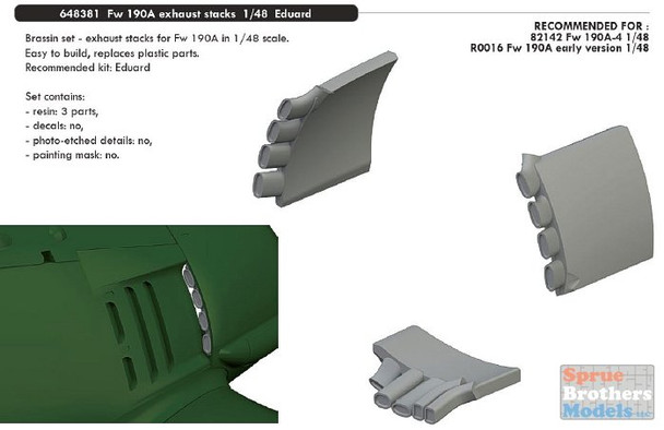 EDU648381 1:48 Eduard Brassin Fw 190A Exhaust Stacks (EDU kit)