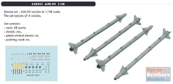 EDU648435 1:48 Eduard AIM-9X Sidewinder Missile Set