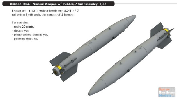 EDU648448 1:48 Eduard Brassin B43-1 Nuclear Weapon with SC-43-4/-7 Tail Assembly