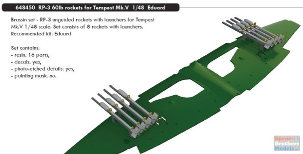 EDU648450 1:48 Eduard Brassin RP-3 60lb Rockets for Tempest Mk.V (EDU kit)