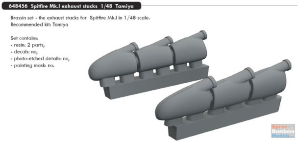 EDU648456 1:48 Eduard Spitfire Mk.I Exhaust Stacks (TAM kit)