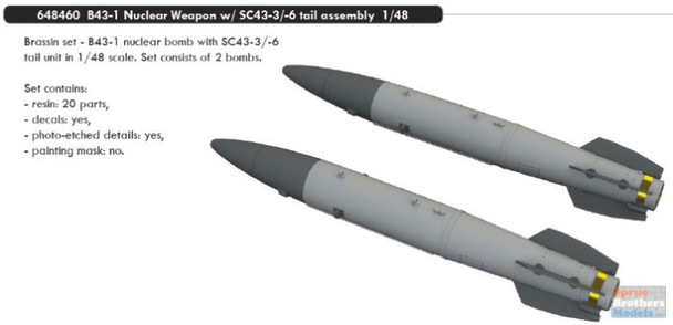 EDU648460 1:48 Eduard Brassin B43-1 Nuclear Weapon with SC43-3/-6 Tail Assembly