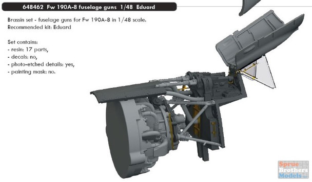 EDU648462 1:48 Eduard Brassin Fw 190A-8 Fuselage Guns (EDU kit)