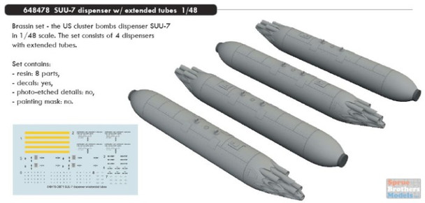 EDU648478 1:48 Eduard Brassin SUU-7 Dispenser with Extended Tubes