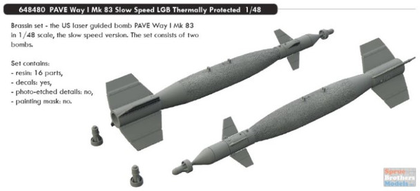 EDU648480 1:48 Eduard Brassin Paveway I Mk.83 Slow Speed LGB Thermally Protected