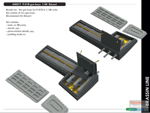 EDU648517 1:48 Eduard Brassin P-51D Mustang Gun Bays Set (EDU kit)