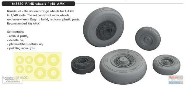 EDU648530 1:48 Eduard F-14D Tomcat Wheels (AMK kit)