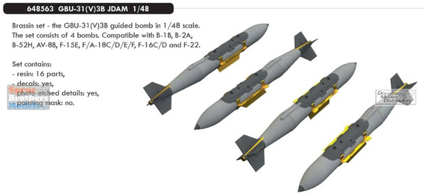 EDU648563 1:48 Eduard Brassin GBU-31(V)3B JDAM Bomb Set