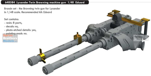 EDU648584 1:48 Eduard Brassin Lysander Twin Browning Machine Gun Set (EDU kit)