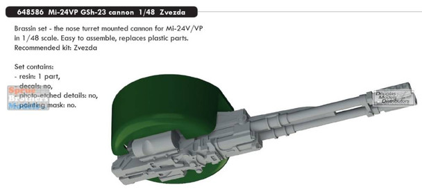 EDU648586 1:48 Eduard Brassin Mi-24VP Hind GSh-23 Cannon (ZVE kit)