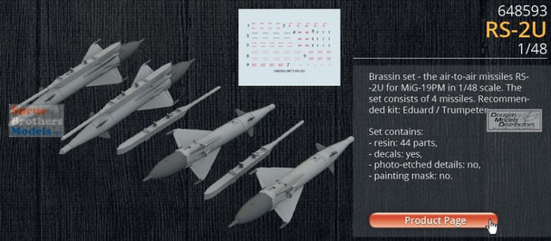 EDU648593 1:48 Eduard Brassin RS-2U Air to Air Missile Set