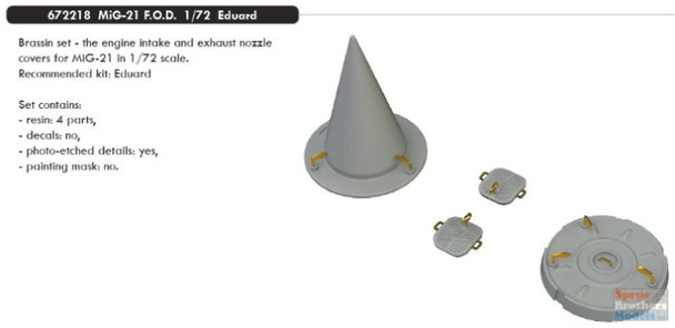 EDU672218 1:72 Eduard Brassin MiG-21 Fishbed FOD Cover Set (EDU kit)