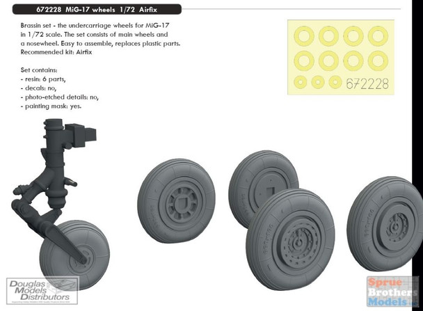 EDU672228 1:72 Eduard Brassin MiG-17 Fresco Wheels (AFX kit)