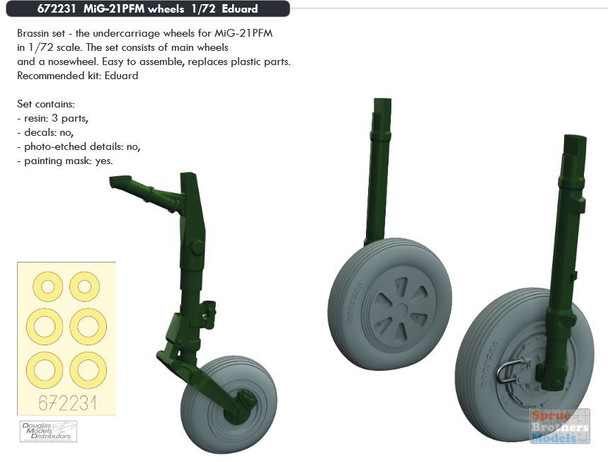 EDU672231 1:72 Eduard Brassin MiG-21MF Fishbed Wheels Set (EDU kit)