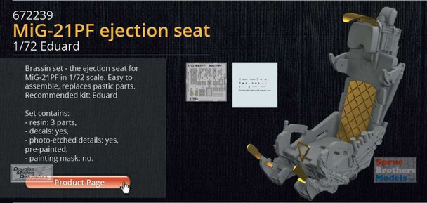 EDU672239 1:72 Eduard Brassin MiG-21PF Fishbed Ejection Seat (EDU kit) EDU672239 1:72 Eduard Brassin MiG-21PF Fishbed Ejection Seat (EDU kit)