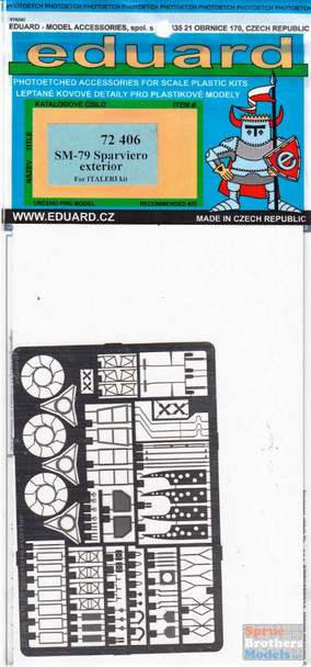 EDU72406 1:72 Eduard PE - SM.79 Sparviero Exterior Detail Set (ITA kit)