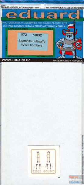 EDU73032 1:72 Eduard Color PE - Seatbelts Luftwaffe Bombers WW2 (SuperFabric)