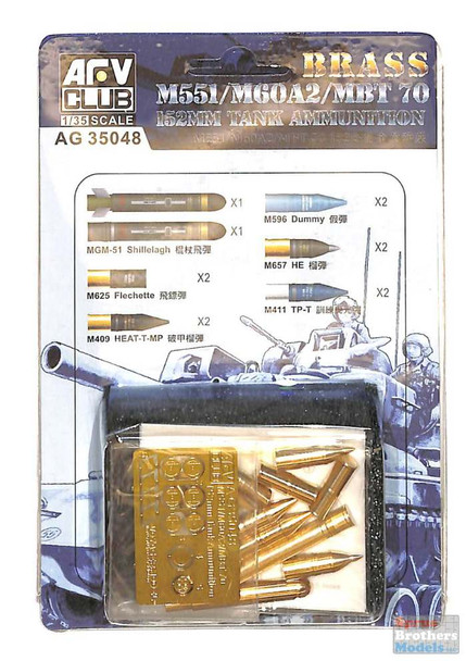 AFVAG35048 1:35 AFV Club Brass M551/M60A2/MBT 70 152mm Tank Ammunition Set