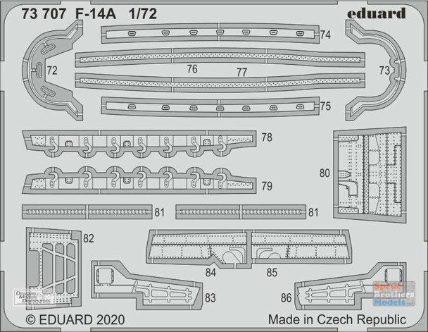 EDU73707 1:72 Eduard Color PE - F-14A Tomcat Detail Set (ACA kit)
