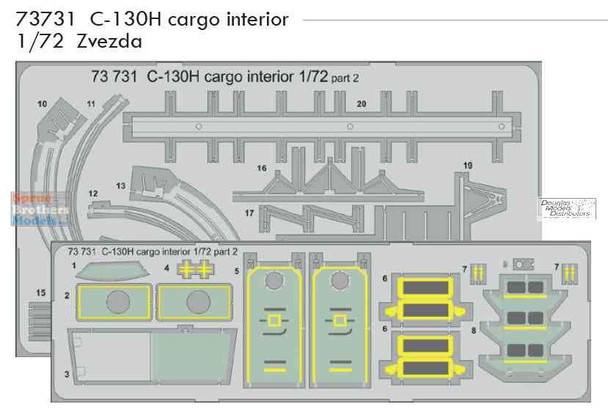 EDU73731 1:72 Eduard Color PE - C-130H Hercules Cargo Interior Detail Set (ZVE kit)