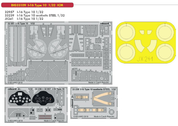 EDUBIG33109 1:32 Eduard BIG ED I-16 Type 10 Super Detail Set (ICM kit)