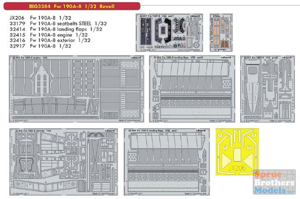 EDUBIG3384 1:32 Eduard BIG ED Fw 190A-8 Super Detail Set (REV kit)