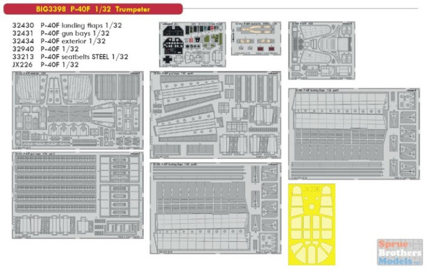 EDUBIG3398 1:32 Eduard BIG ED P-40F Warhawk Super Detail Set (TRP kit)