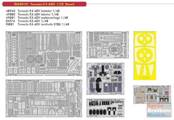 EDUBIG49191 1:48 Eduard BIG ED Tornado F.3 ADV Super Detail Set (REV kit)