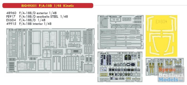 EDUBIG49201 1:48 Eduard BIG ED F-18B Hornet Color PE Super Set (KIN kit)