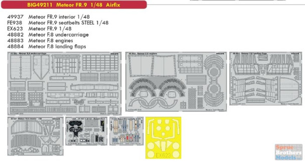 EDUBIG49211 1:48 Eduard BIG ED Meteor FR.9 Super Detail Set (AFX kit)