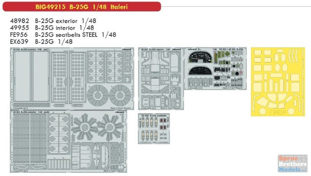 EDUBIG49215 1:48 Eduard BIG ED B-25G Mitchell Super Detail Set (ITA kit)