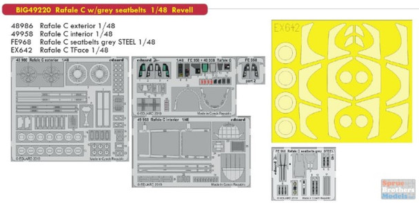 EDUBIG49220 1:48 Eduard BIG ED Rafale C with Grey Seatbelts Super Detail Set (REV kit)