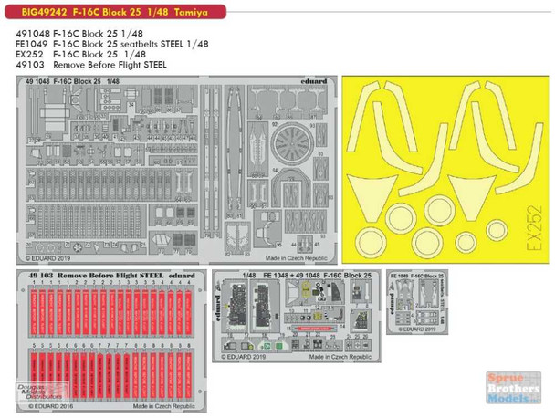 EDUBIG49242 1:48 Eduard BIG ED F-16C Block 25 Falcon Color PE Super Set (TAM kit)
