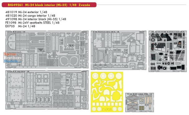 EDUBIG49261 1:48 Eduard BIG ED Mi-24 Hind Black Interior (Mi-35) Super Detail Set (ZVE kit)