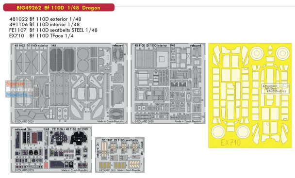 EDUBIG49262 1:48 Eduard BIG ED Bf 110D Super Detail Set (DML kit)