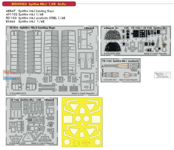 EDUBIG49263 1:48 Eduard BIG ED Spitfire Mk.I Super Detail Set (AFX kit)