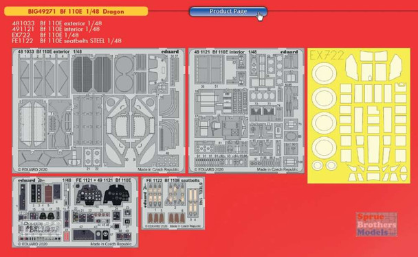 EDUBIG49271 1:48 Eduard BIG ED Bf110E Super Detail Set (DRA kit)