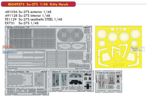 EDUBIG49273 1:48 Eduard BIG ED Su-27S Flanker Super Detail Set (KTH kit)