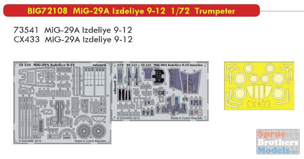 EDUBIG72108 1:72 Eduard BIG ED MiG-29A Fulcrum Ideliye 9-12 PE Super Set (TRP kit)
