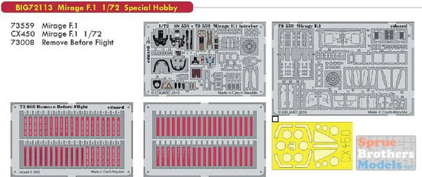 EDUBIG72113 1:72 Eduard BIG ED Mirage F.1 PE Super Set (SPH kit)