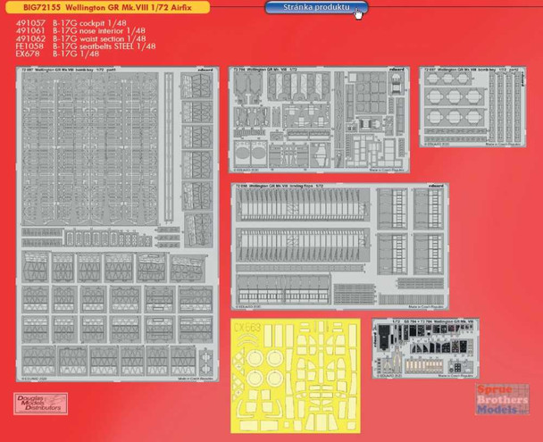 EDUBIG72155 1:72 Eduard BIG ED Wellington Mk.VIII  Super Detail Set (AFX kit)